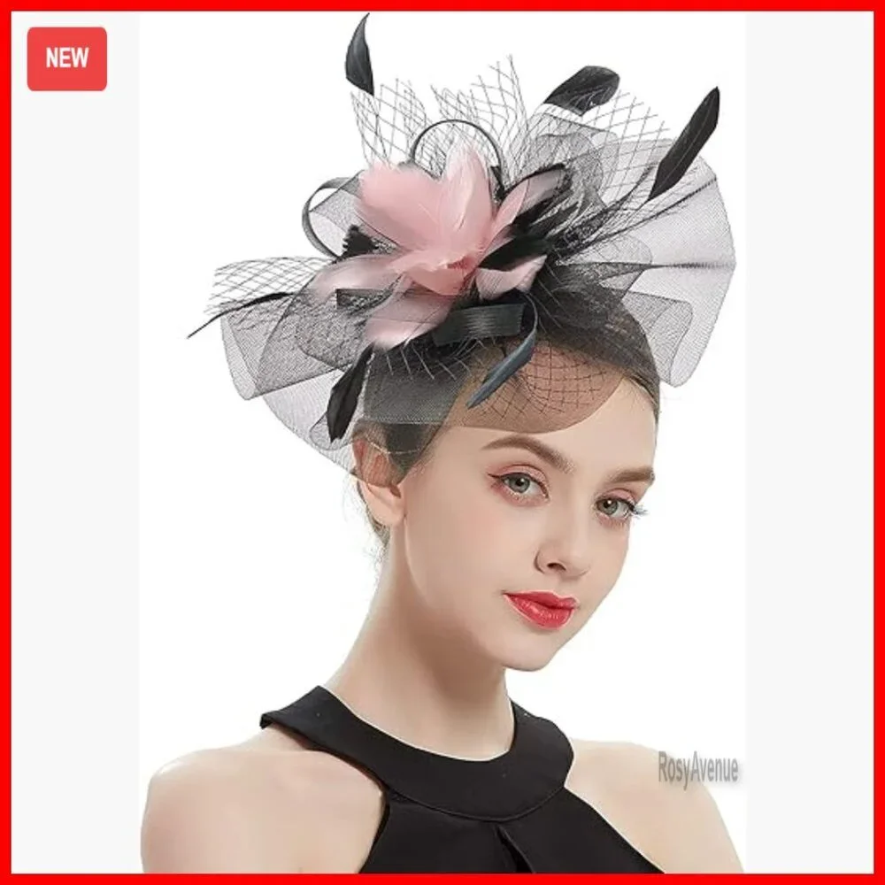 Feather Flower Fascinator Hat with Clip for Derby Wedding Church Tea Party